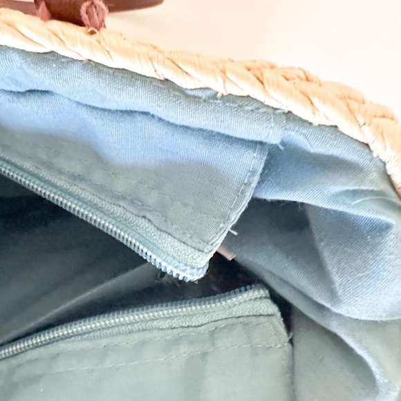 Vintage Straw Purse with Blue Flowers | Vintage Summer Purse - Picture 8 of 8